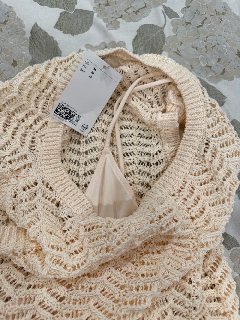 H&M Cream Open-Weave Knit Tank Maxi Dress Size Medium - Picture 4 of 8